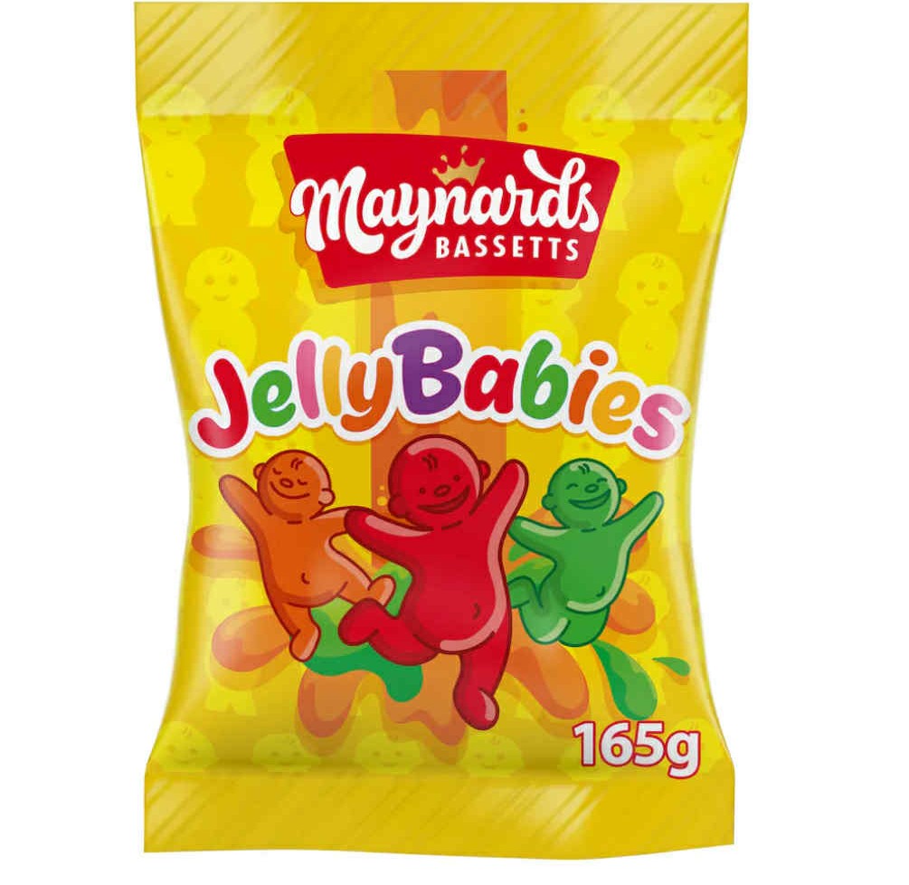 British sweets Jelly Babies Classic, Fruity Chewy, 165g Pack of 3 by a very good British brand Maynards Bassett's