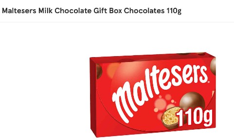 Chocolate maltesers box made with British milk chocolate 110g (Pack of 3)